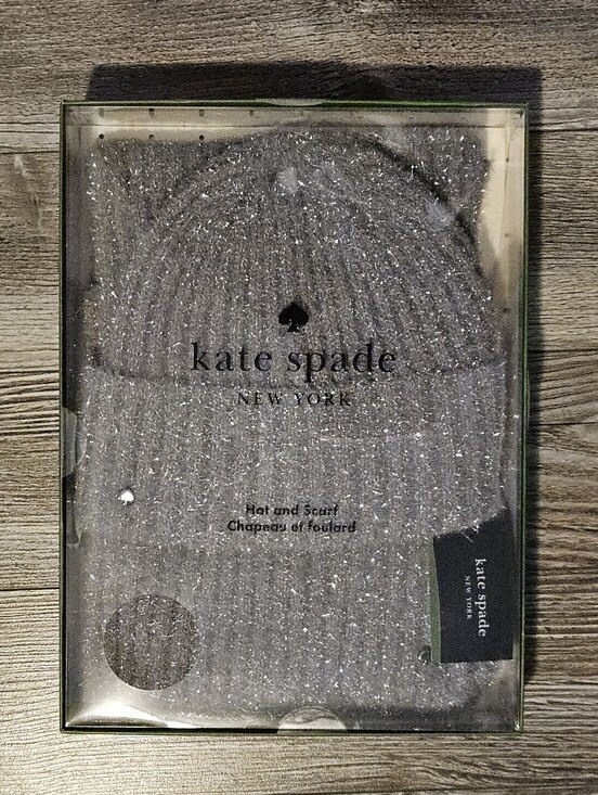 kate spade Accessories - kate spade Silver Glitter Hat And Scarf Set